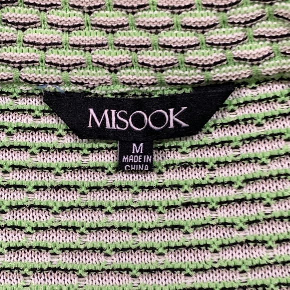 MISOOK Womens Blazer Jacket Chartreuse Green Textured 3/4 Sleeve Single Button M - Picture 2 of 6